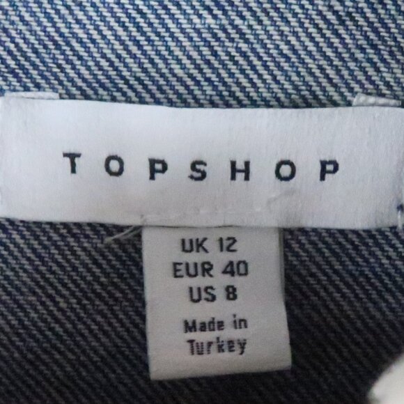 TOPSHOP BLUE DENIM CROPPED JEAN JACKET WITH SHERPA COLLAR SIZE 8 NWOT - Picture 3 of 7